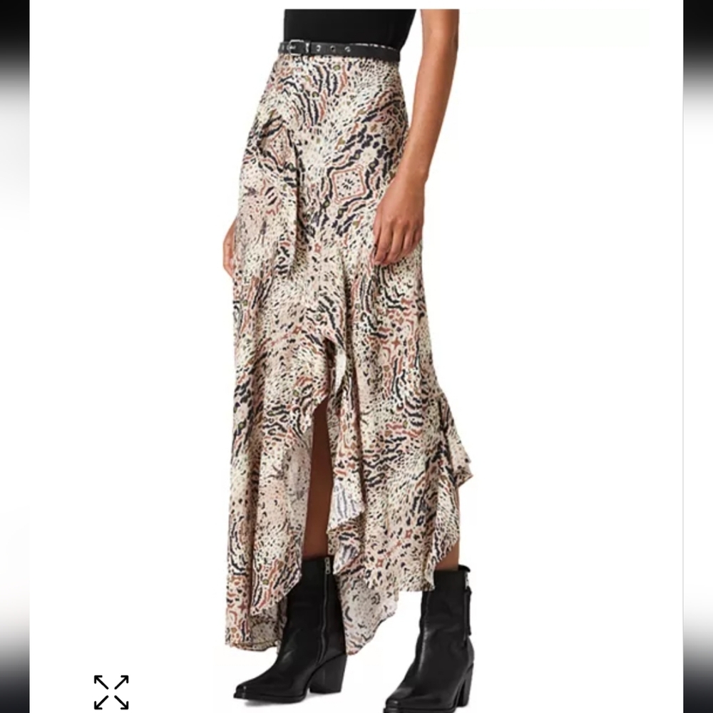 ALLSAINTSRaya Arietta Animal Print Ruffled Skirt Size 4